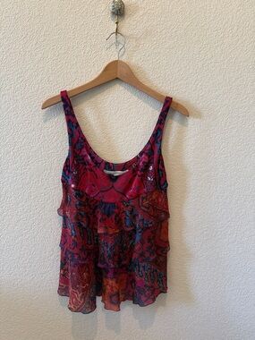 Diane vonFurstenberg Women's Multi Paisley Tiered Silk Sleeveless Tank Top